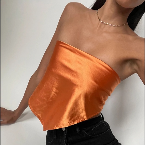 Princess Polly Scarf Tie Top - Orange - Picture 1 of 5